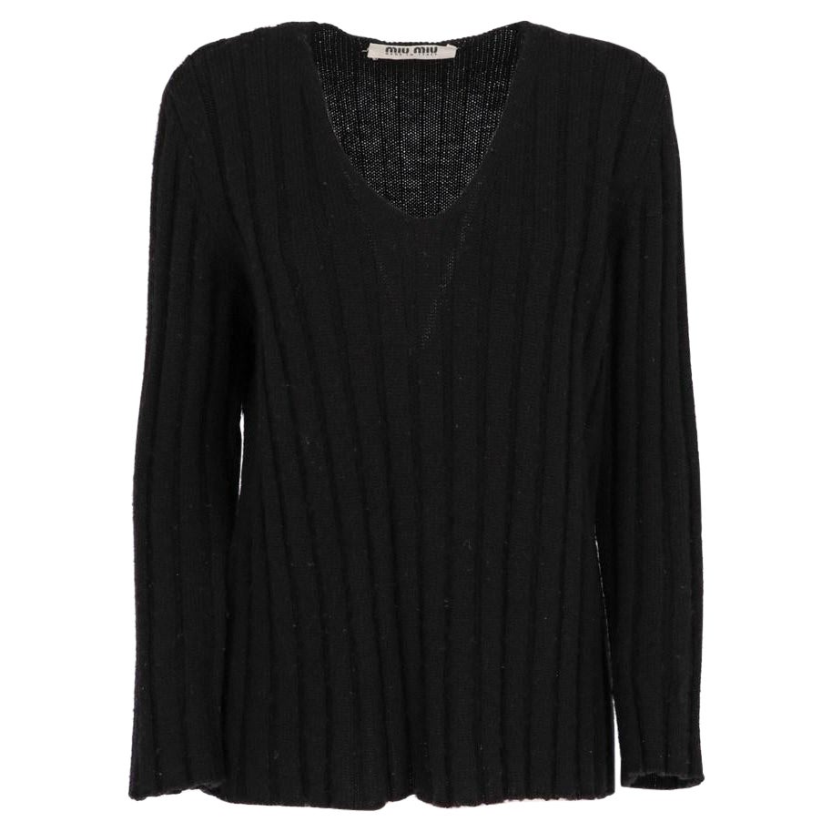 2000s Miu Miu ribbed black wool sweater