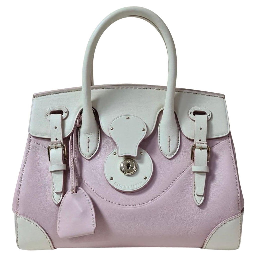 Ralph Lauren Ralph Lauren Off White/Blush Pink Leather Ricky Top Handle Bag