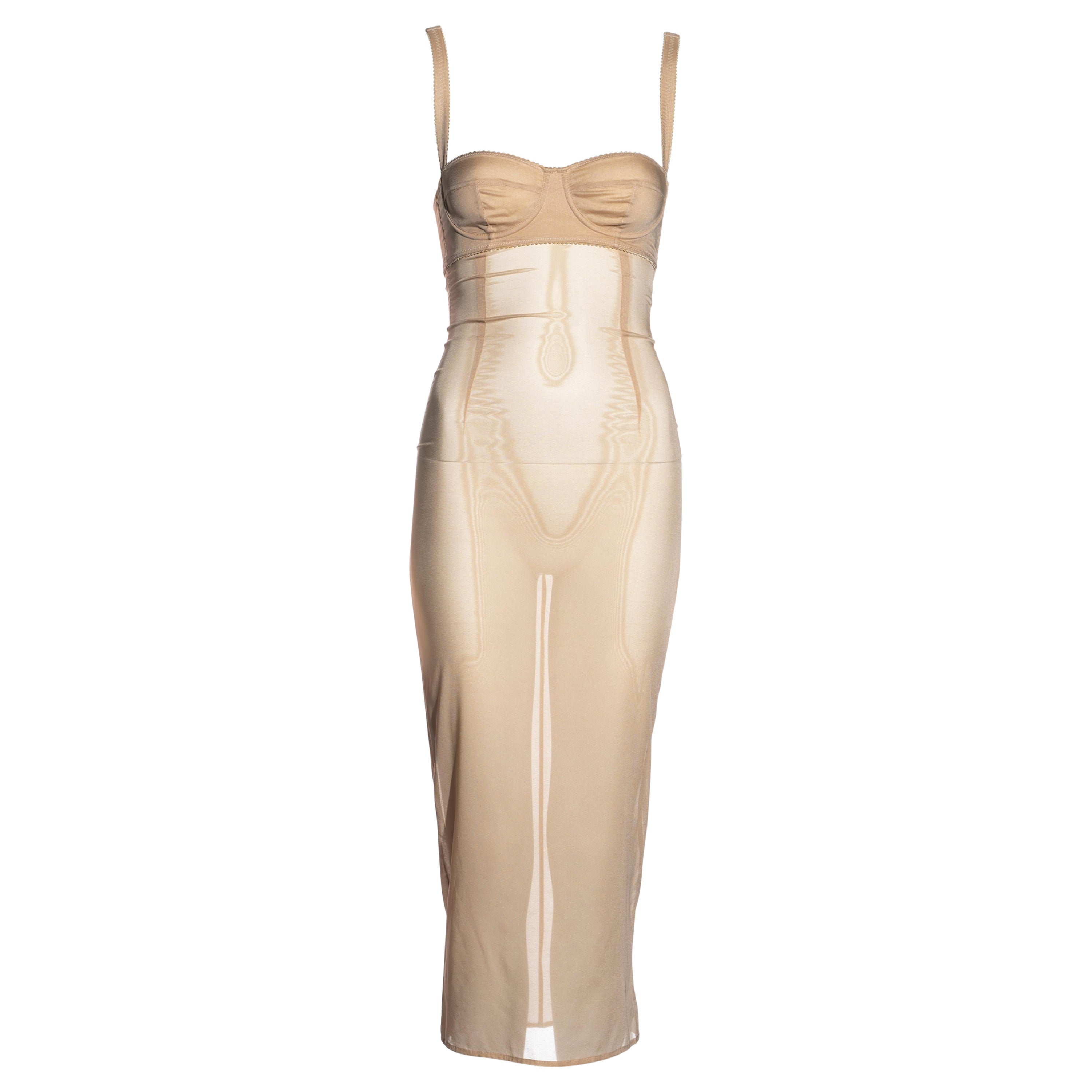 Dolce & Gabbana nude sheer silk bra dress, c. 2000s