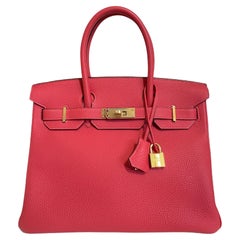 Hermes Birkin 30 Rouge Pivoine Red Togo Gold Hardware New