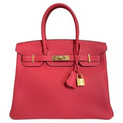 Hermes Birkin 30 Rouge Pivoine Red Togo Gold Hardware New 