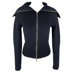 SANDRO Size S Navy Wool / Acrylic Shawl Collar Cardigan