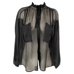 Vintage YVES SAINT LAURENT by TOM FORD Size M Black Silk See Through Blouse