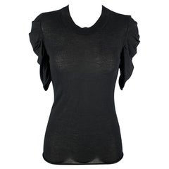 TSESAY Size S Black Cashmere Ruched Short Sleeves Pullover
