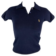 RALPH LAUREN Size S Navy Cotton Blend Polo Shirt