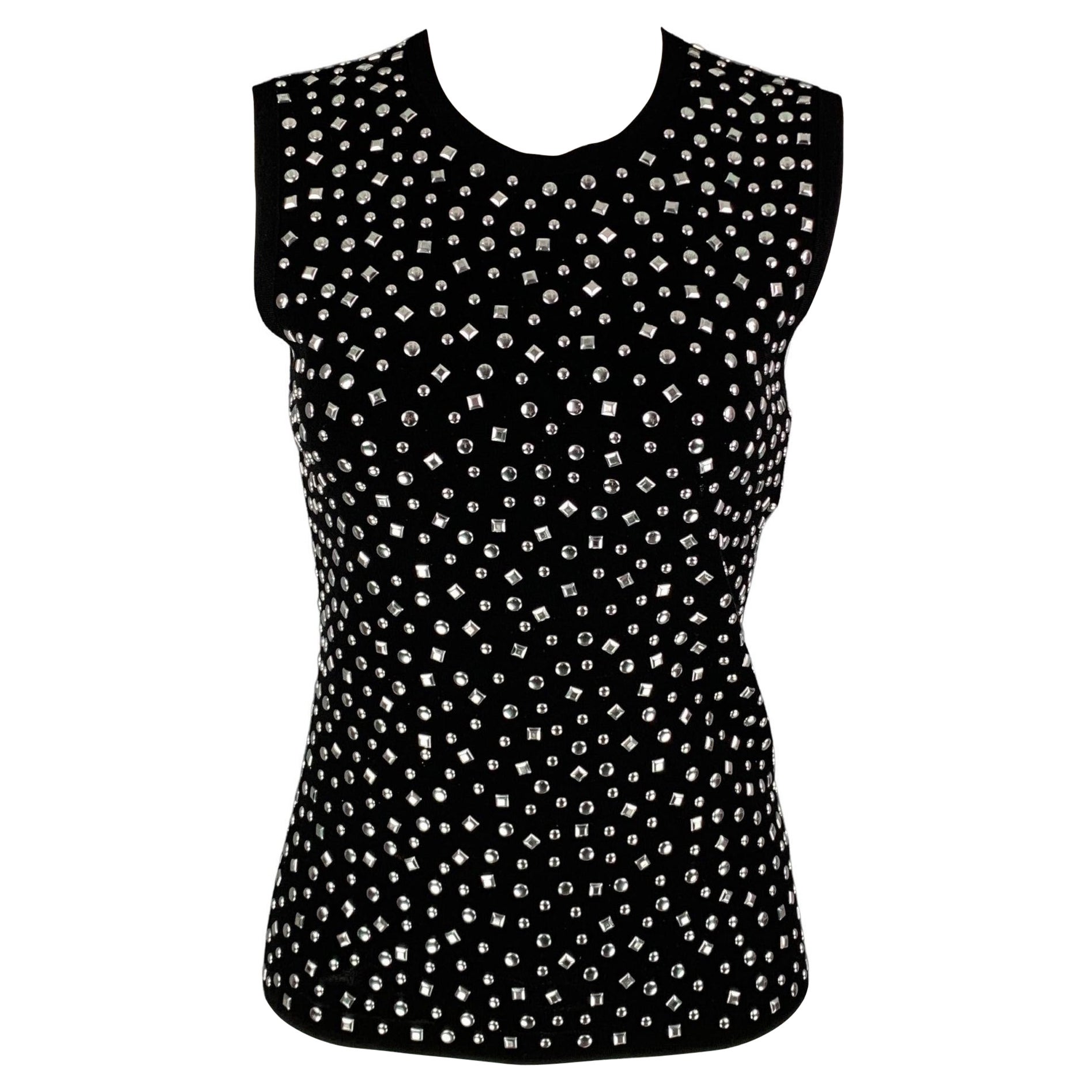 MICHAEL KORS COLLECTION Size M Black Viscose Blend Studded Dress Top