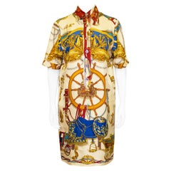 1990er Jahre Hermes bedrucktes Hemdkleid aus Seide