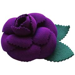 MINT Chanel ✿*ﾟJUMBO Violet Coloured Camellia Pin Brooch 