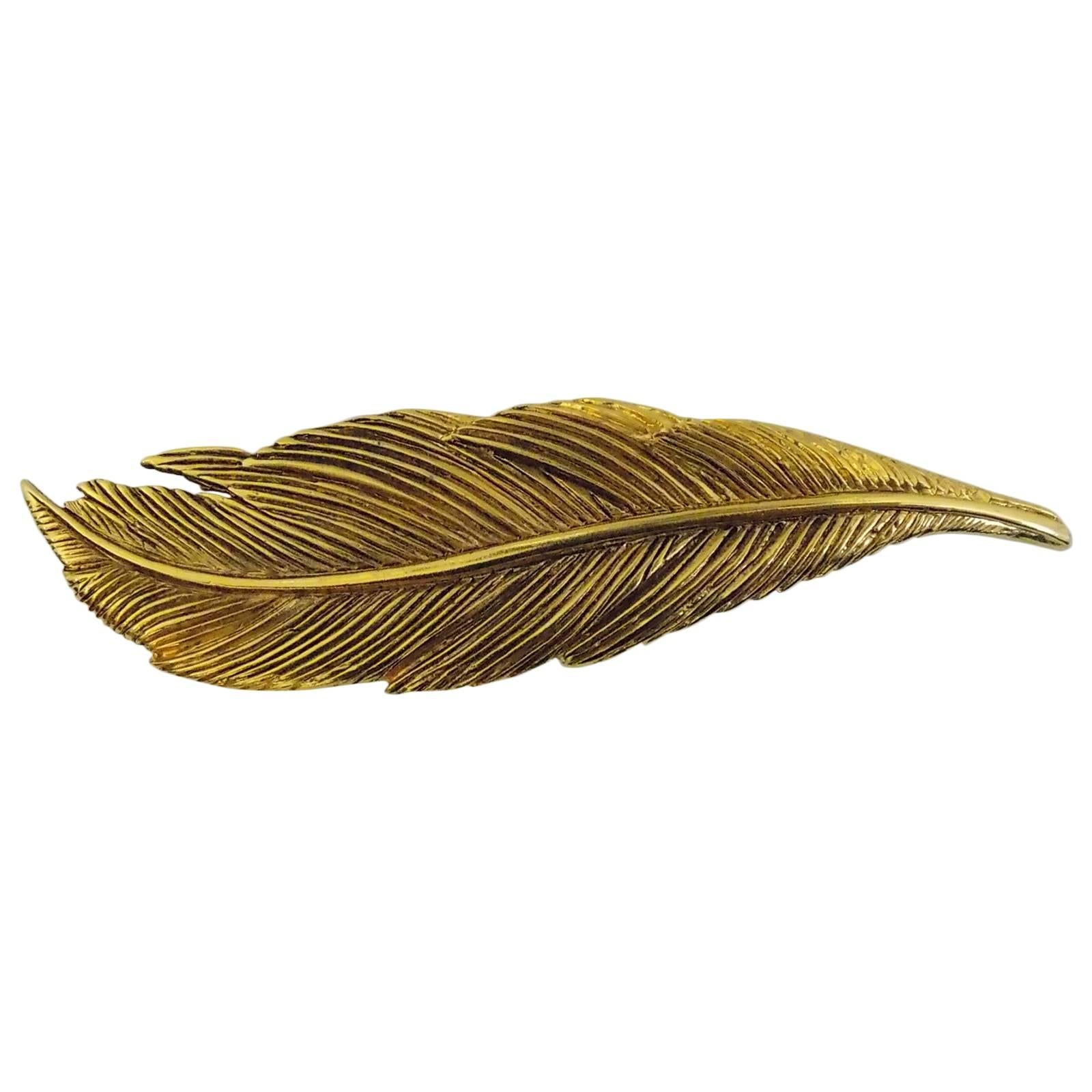 Rare Collectable HANAE MORI Paris  1980s  Large Feather Pin Brooch For Sale