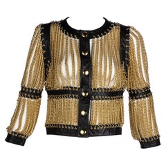 Moschino Archive Vintage Gold Chain Leather Jacket JLO Spring 2010