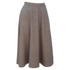 Yves Saint Laurent Gray & Tan Tweed Wool Skirt, 1970's