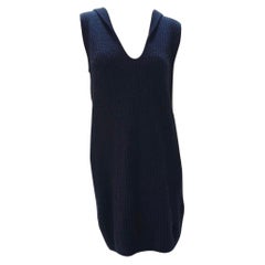 Chanel Women Blue CC Logo Cashmere Dress