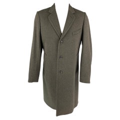 DRIES VAN NOTEN Size 40 Olive Wool Notch Lapel Coat