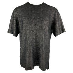 ALEXANDER WANG Size M Black Textured Cotton / Polyamide Crew-Neck T-shirt