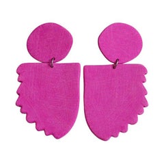 Afterglow Earrings Polymer Clay & Titanium in Magenta by Shape + Form