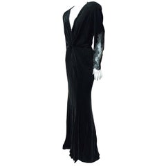 Retro 1980s Bergdorf Goodman Black Velvet Evening Dress