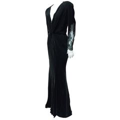 1980s Bergdorf Goodman Black Velvet Evening Dress 10