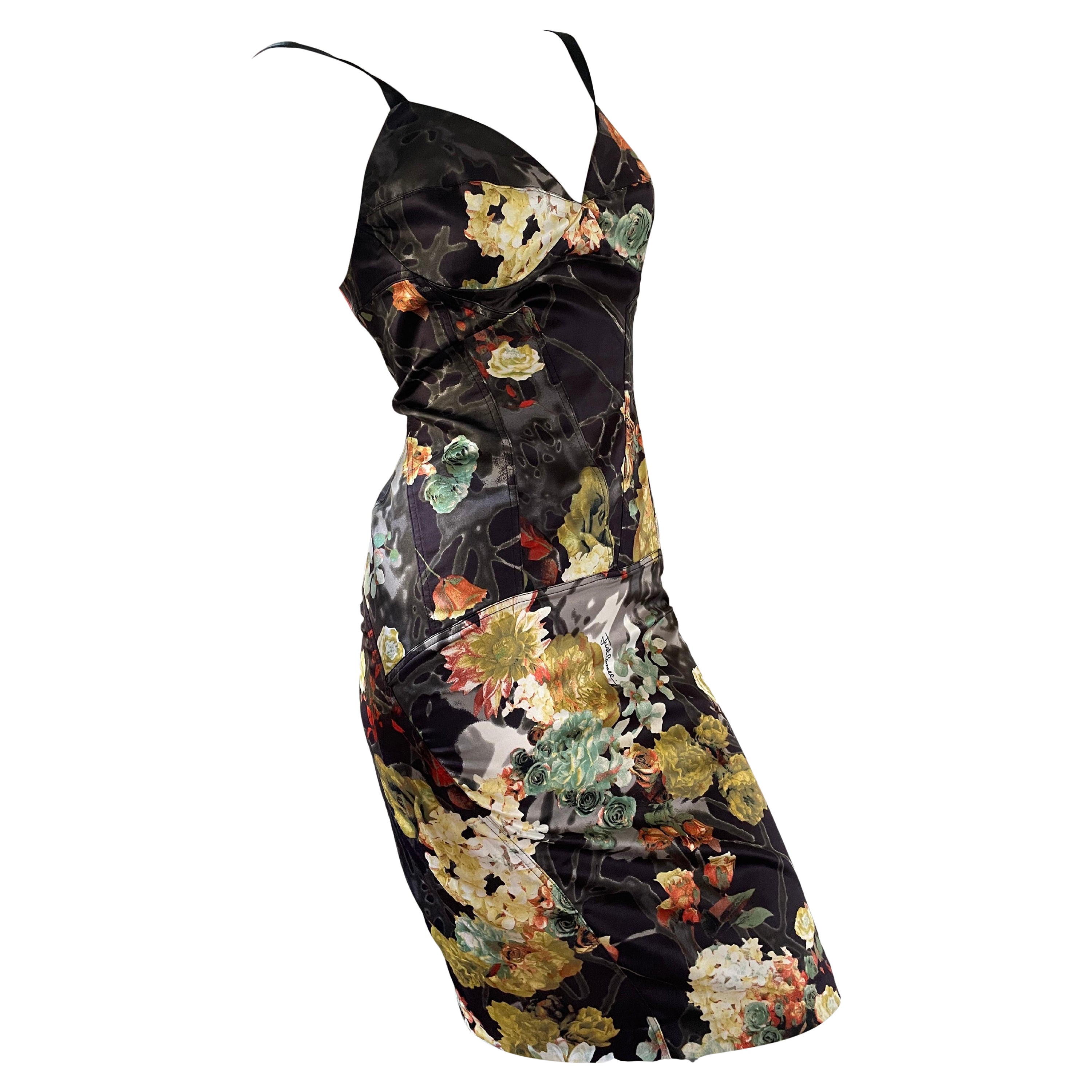 Just Cavalli Vintage Floral Pattern Cocktail Dress by Roberto Cavalli  For Sale