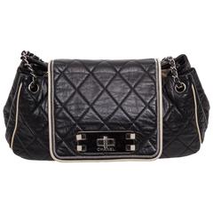 Chanel Black Quilted Lambskin East West Accordion Flap Bag