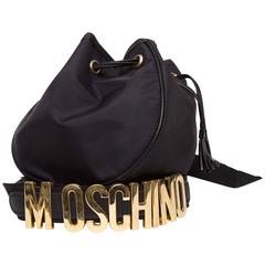 Moschino Vintage Black Nylon Drawstring Waistpack