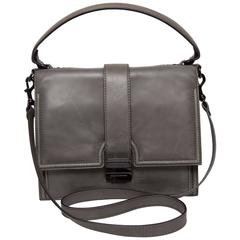 Valentino Grey Leather Bag with Top Handle and Detachable Shoulder Strap