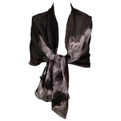 New Christian Dior Black Quilted Silk Stole Shawl Scarf