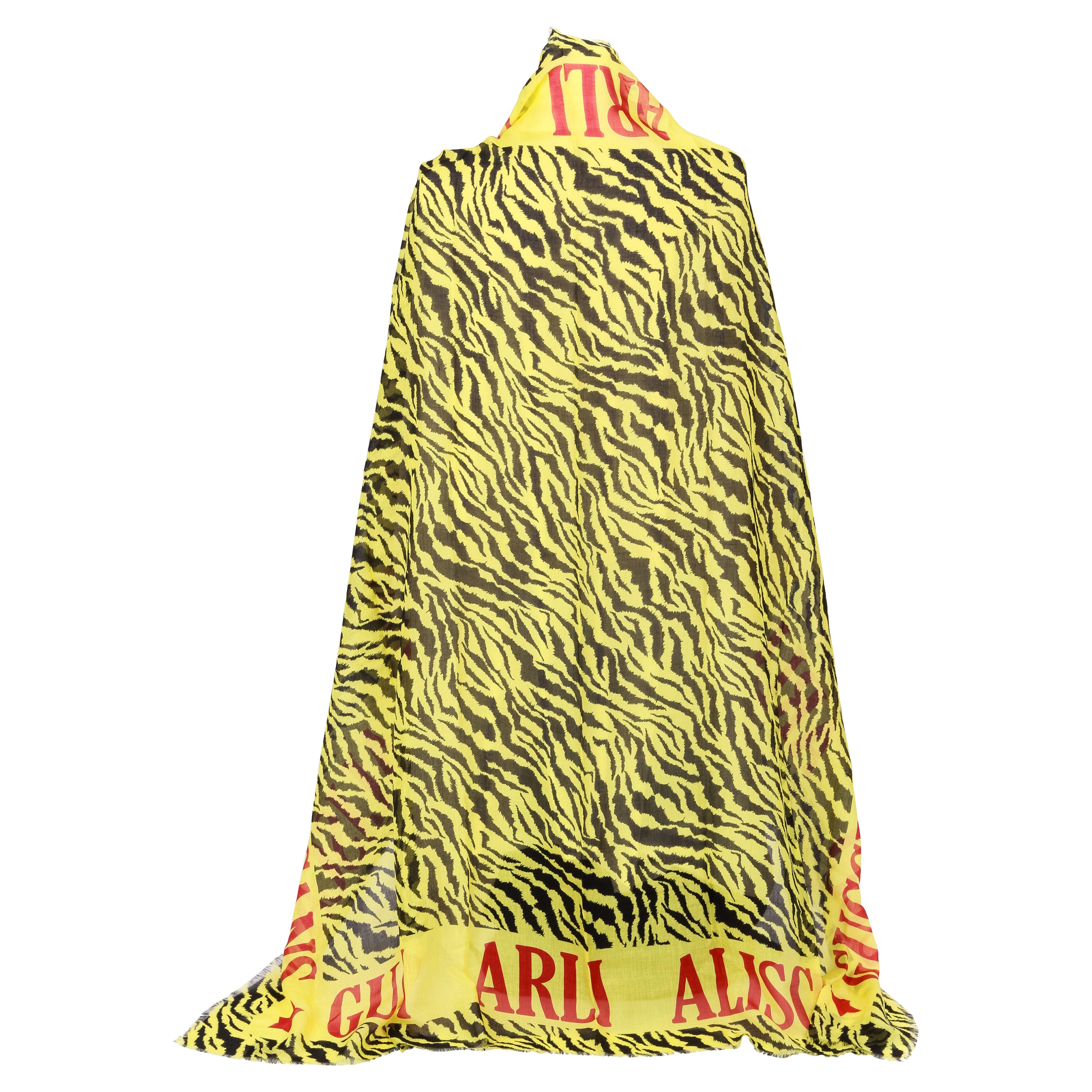 New Gucci Tiger Print Yellow Shawl 52"  For Sale