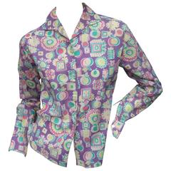 Emilio Pucci Cotton Pastel Print Blouse Made in Italy c 1970 10