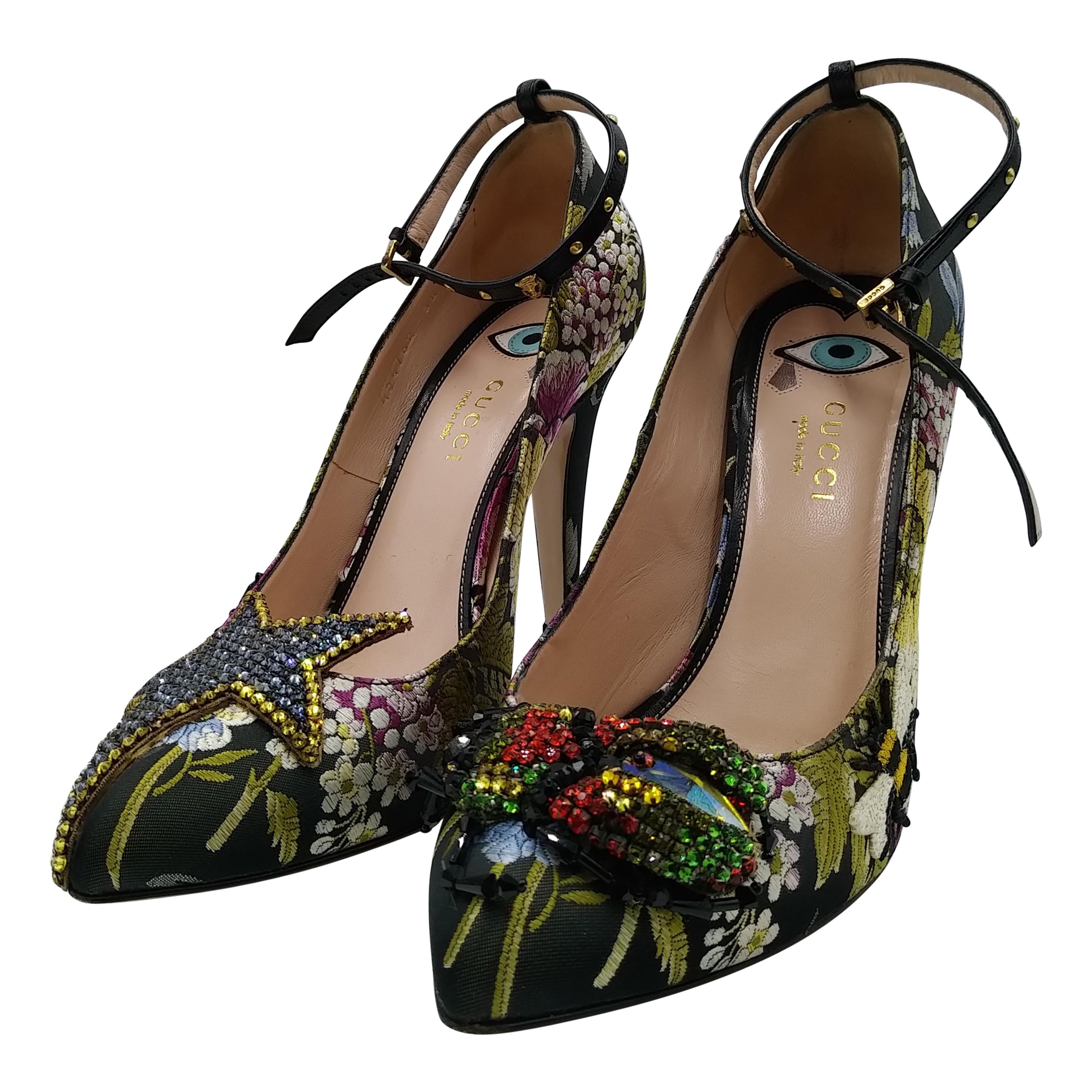 Gucci Jacquard Floral Dionysus High Heel Pumps 38 For Sale