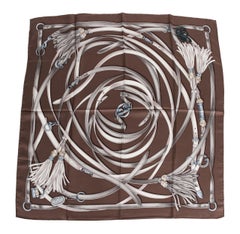 New Gucci Taupe Equestrian Silk Scarf