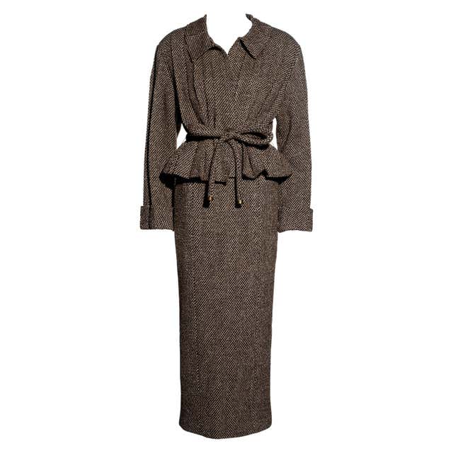 Chanel by Karl Lagerfeld checked taupe bouclé wool dress and jacket set ...