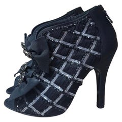 Chanel Textile Open Toe Booties