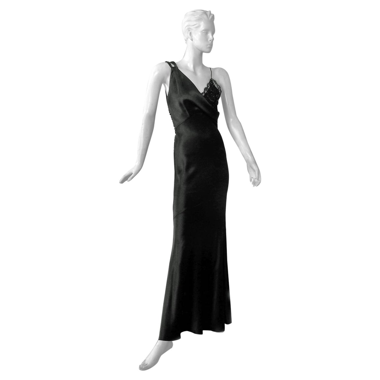 FW 2000 Christian Dior John Galliano Sheer Black Lace Panels Gown Dress at  1stDibs