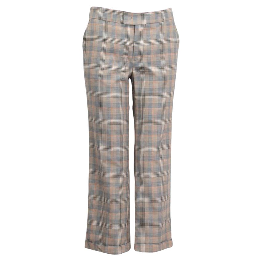 ETRO orange & grey cotton PLAID CROPPED Pants 40 S For Sale