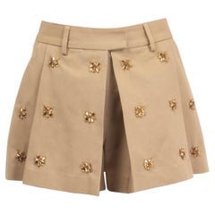 ERMANNO SCERVINO beige cotton CRYSTAL EMBELLISHED Shorts Pants 40 S