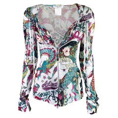 Dior Spring 2004 Gitane Tattoo Print Knit Blouse