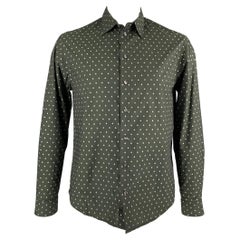 ARMANI COLLEZIONI Size L Black & Grey Print Cotton Button Up Long Sleeve Shirt