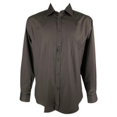 Vintage GIANNI VERSACE Size XL Black Cotton Button Up Long Sleeve Shirt