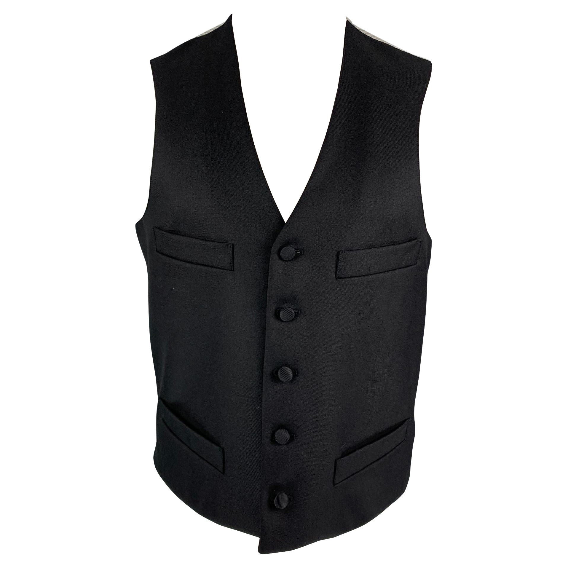 BLACK FLEECE Size 38 Black Wool Classic Vest