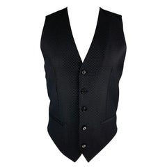 DOLCE & GABBANA Size 36 Black Nailhead Wool Classic Vest