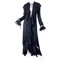 Yves Saint Laurent by Tom Ford Fall 2003 Runway Black Silk Chiffon Gown Size 38