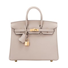 Hermes Birkin 25cm Gris Tourterelle Togo Dove Grey Bag Gold Hardware ULTRA RARE