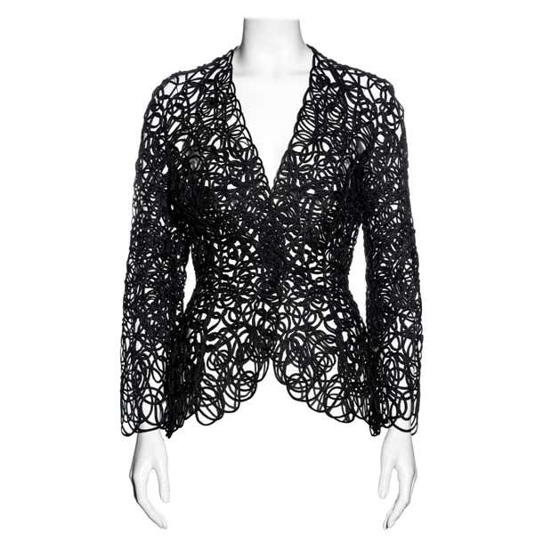 Thierry Mugler black raffia lace sculpted jacket, ss 1999 For Sale at ...
