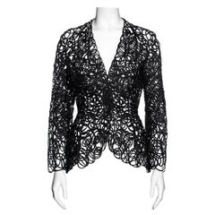 Retro Thierry Mugler black raffia lace sculpted jacket, ss 1999