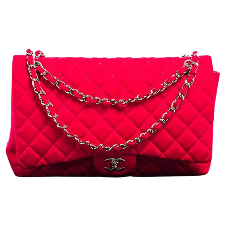 Chanel Pink Quilted Fabric Maxi Classic Single Flap Bag at 1stDibs