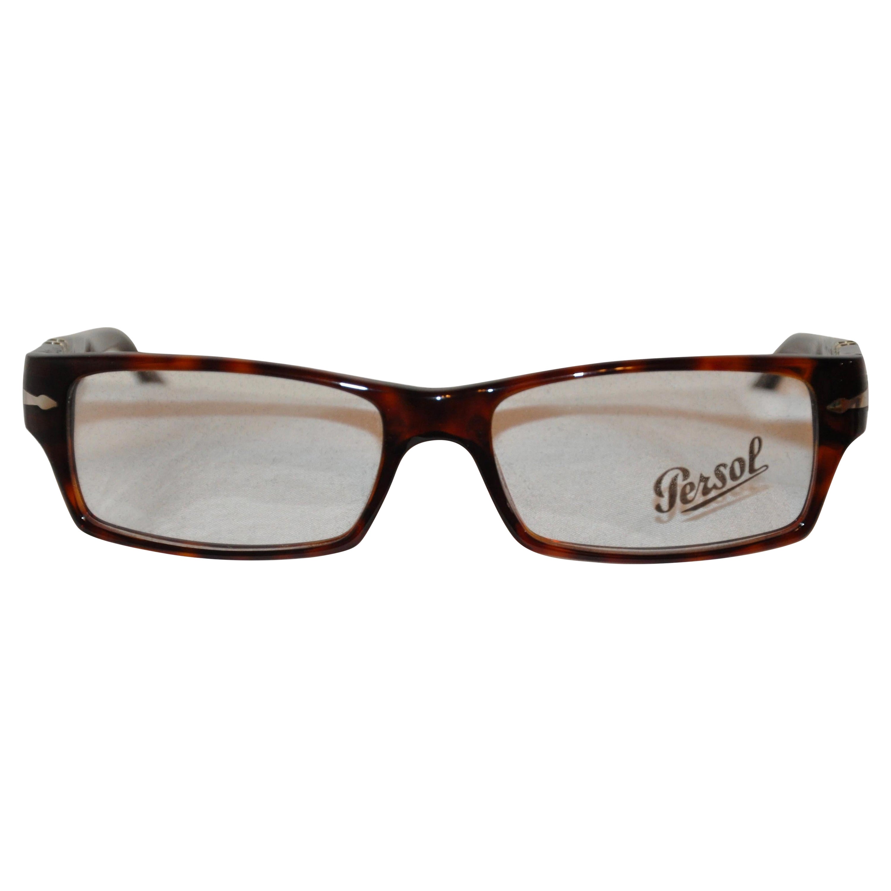 Persol Detailed Tortoise Accented with Silver Hardware Hand-Made Glasses 