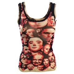 Jean Paul Gaultier F/W 1992 Vintage People Faces Print Sheer Mesh Top