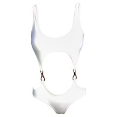 Retro Tom Ford for Gucci S/S 1998 Cutout Buckles One Piece Bodysuit Swimsuit Swimwear 