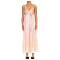 Vintage 1990S Light Pink Silk Embroidered & Lace Trimming Slip Dress
