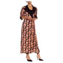 Vintage 1930S Pink & Black Rayon Robe